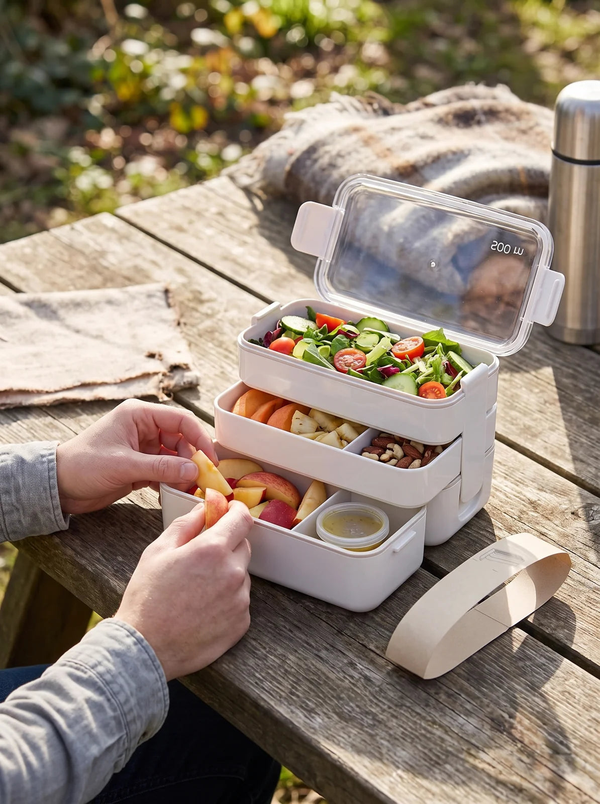 EcoStack 3-Tier Wheat Straw Lunch Box - iwt2_image