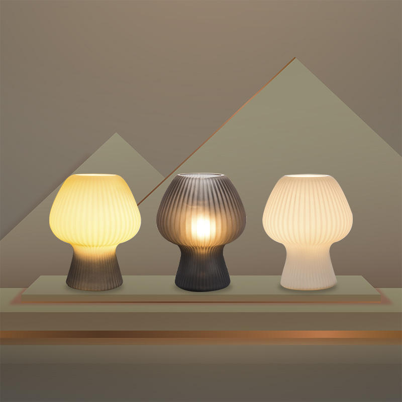 Vintage Ribbed Glass Bedside Lamp