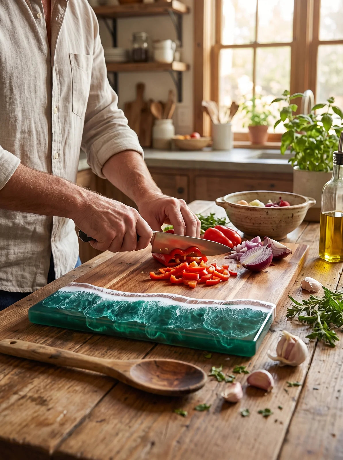 Wave Resin Acacia Cutting Board - iwt2_image