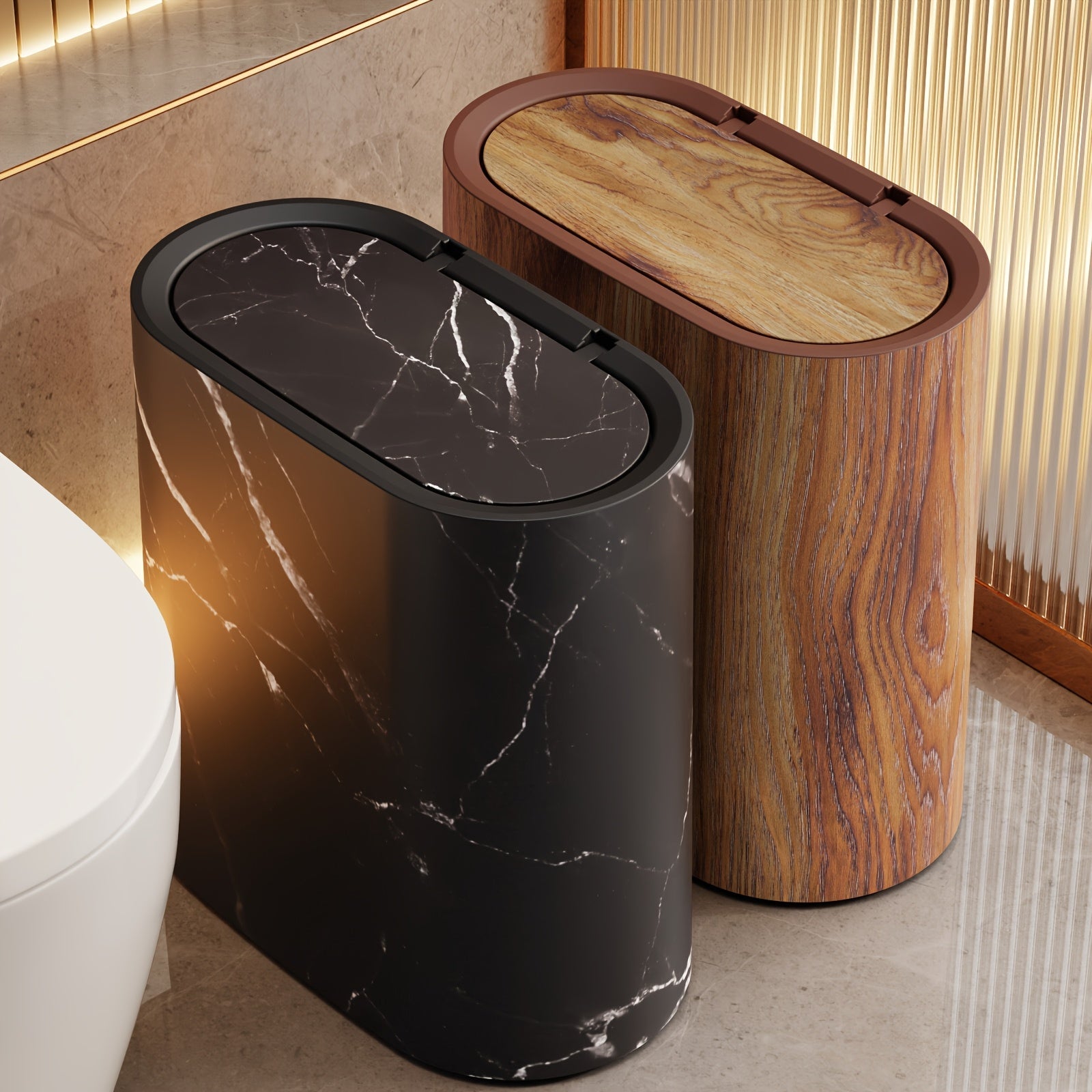 Marble Pattern Trash Can