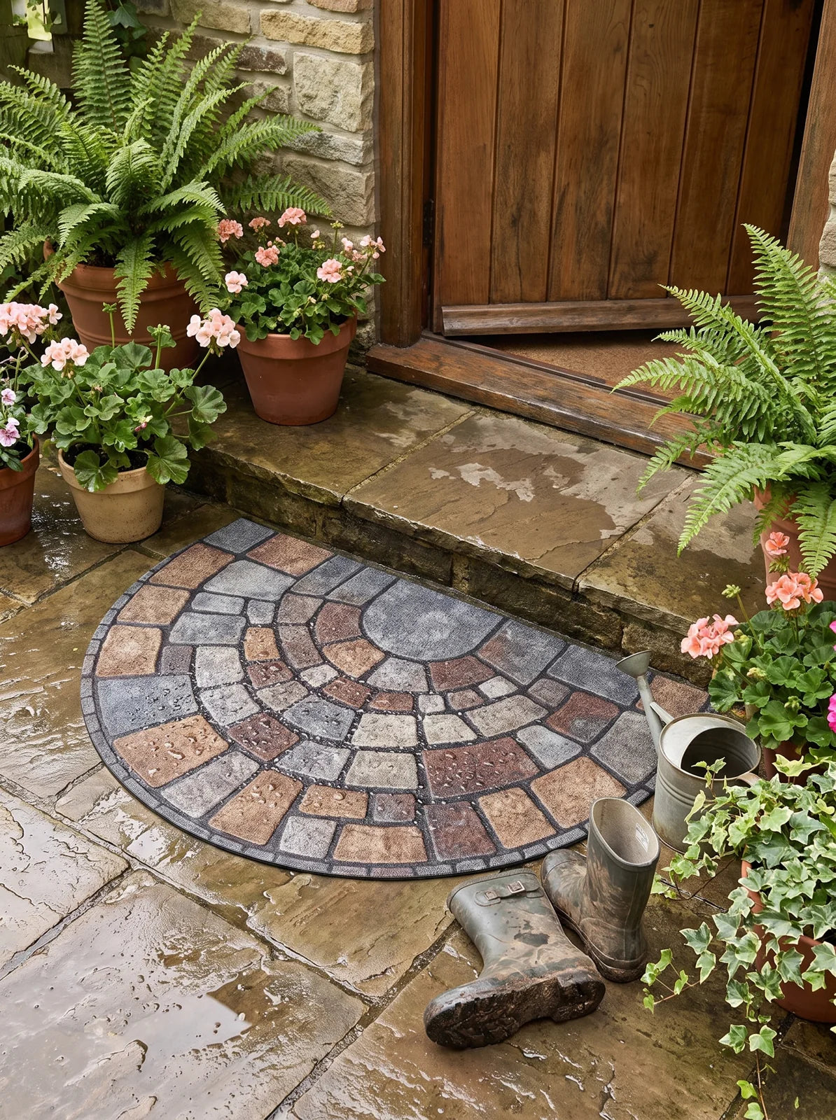 Half-Circle Mosaic Door Mat - iwt2_image
