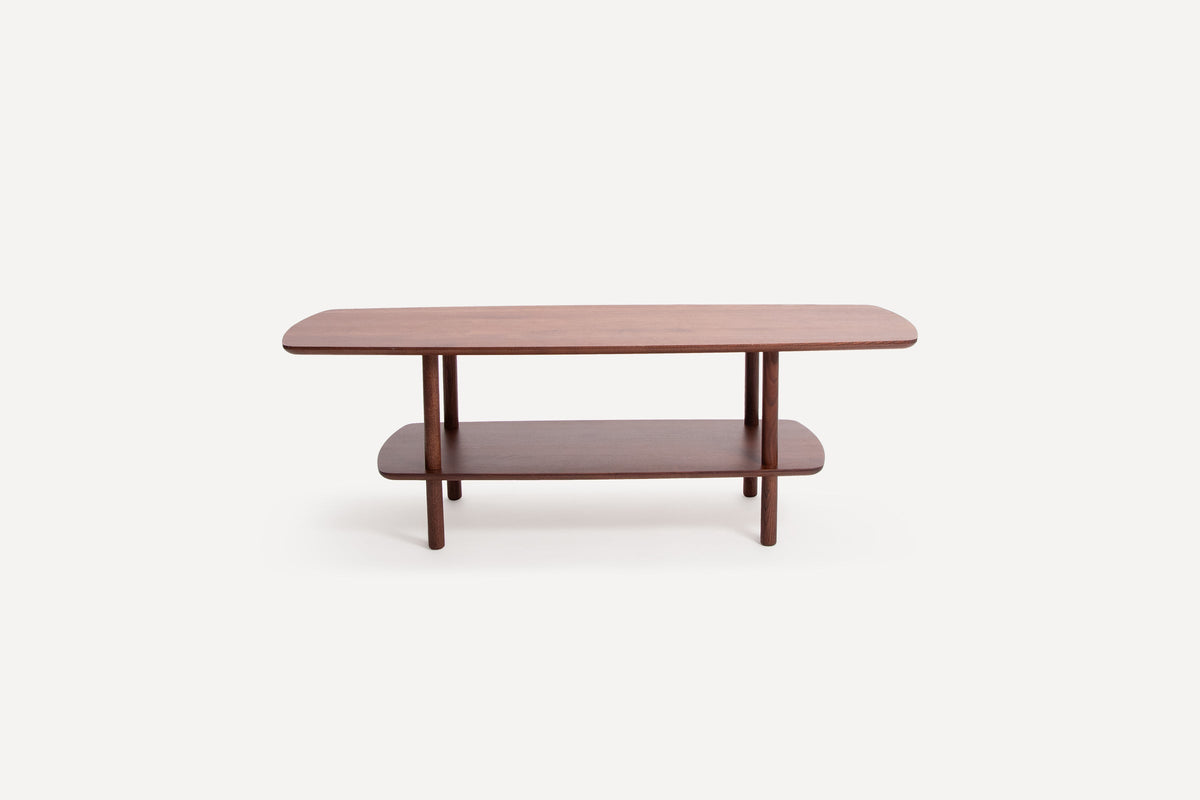 Serif Coffee Table, walnut finish, front view