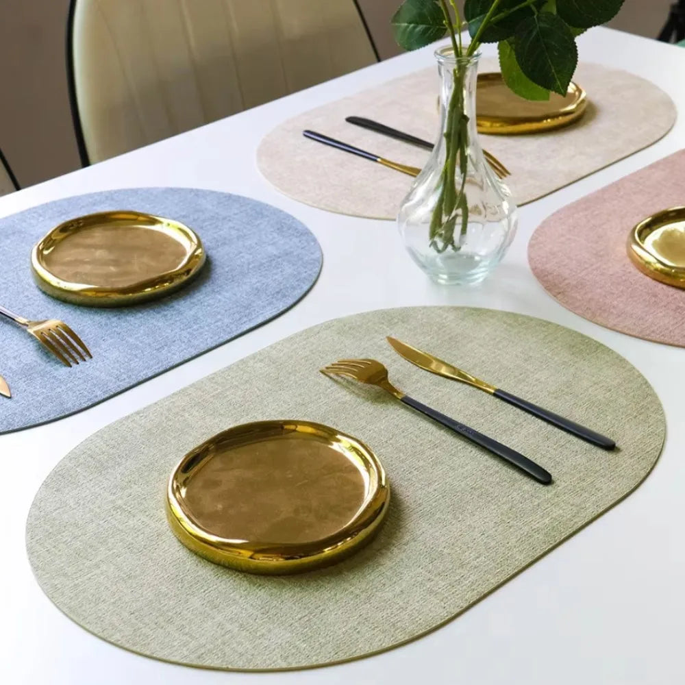 LinoMat Oval Faux Leather Placemats