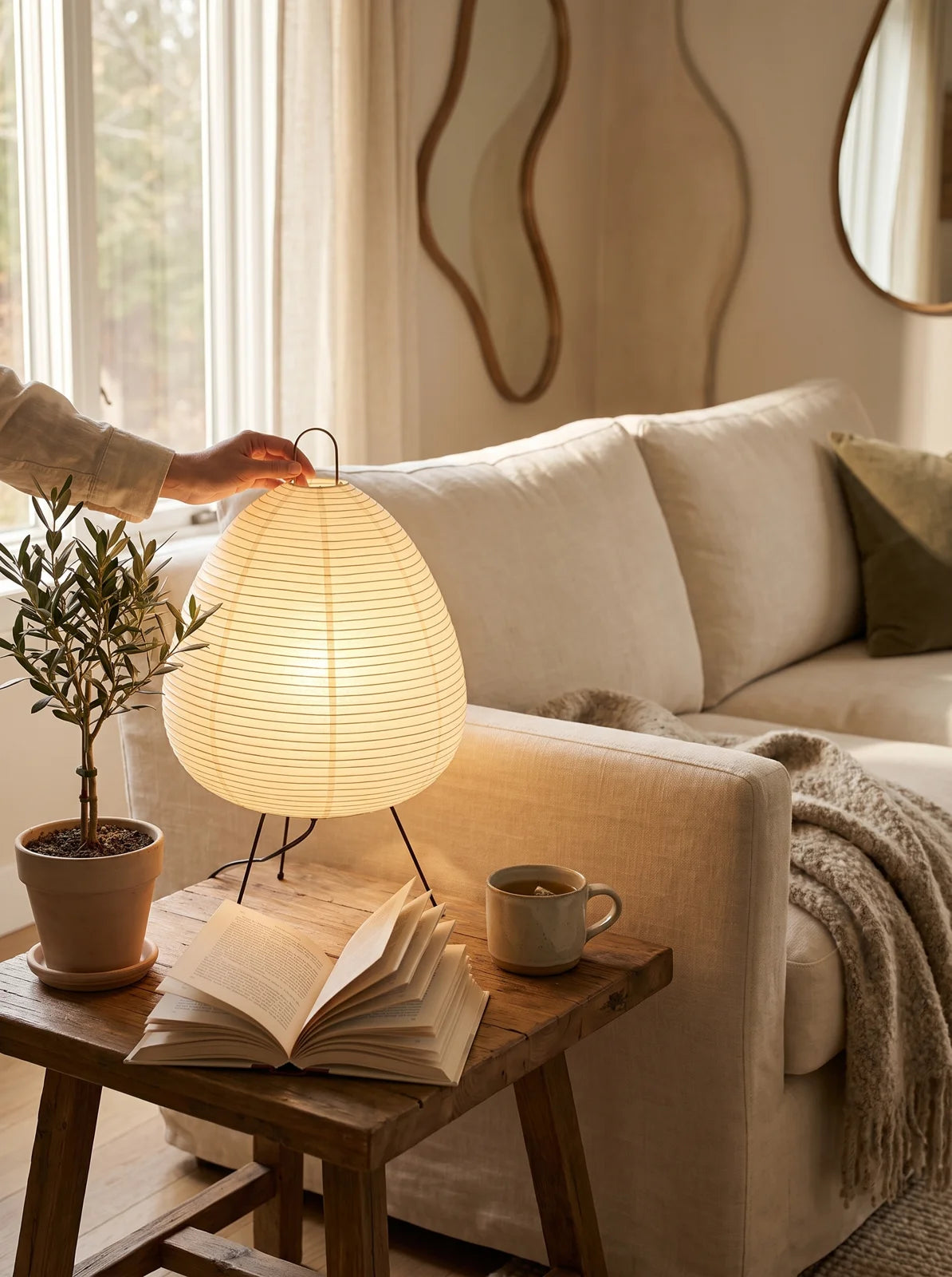Japanese Rice Paper Table Lamp - iwt1_image