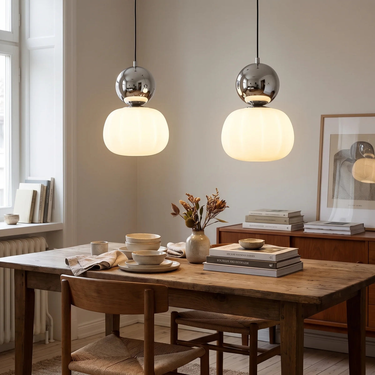 Nordic Pumpkin Pendant Light - Chrome (webp)