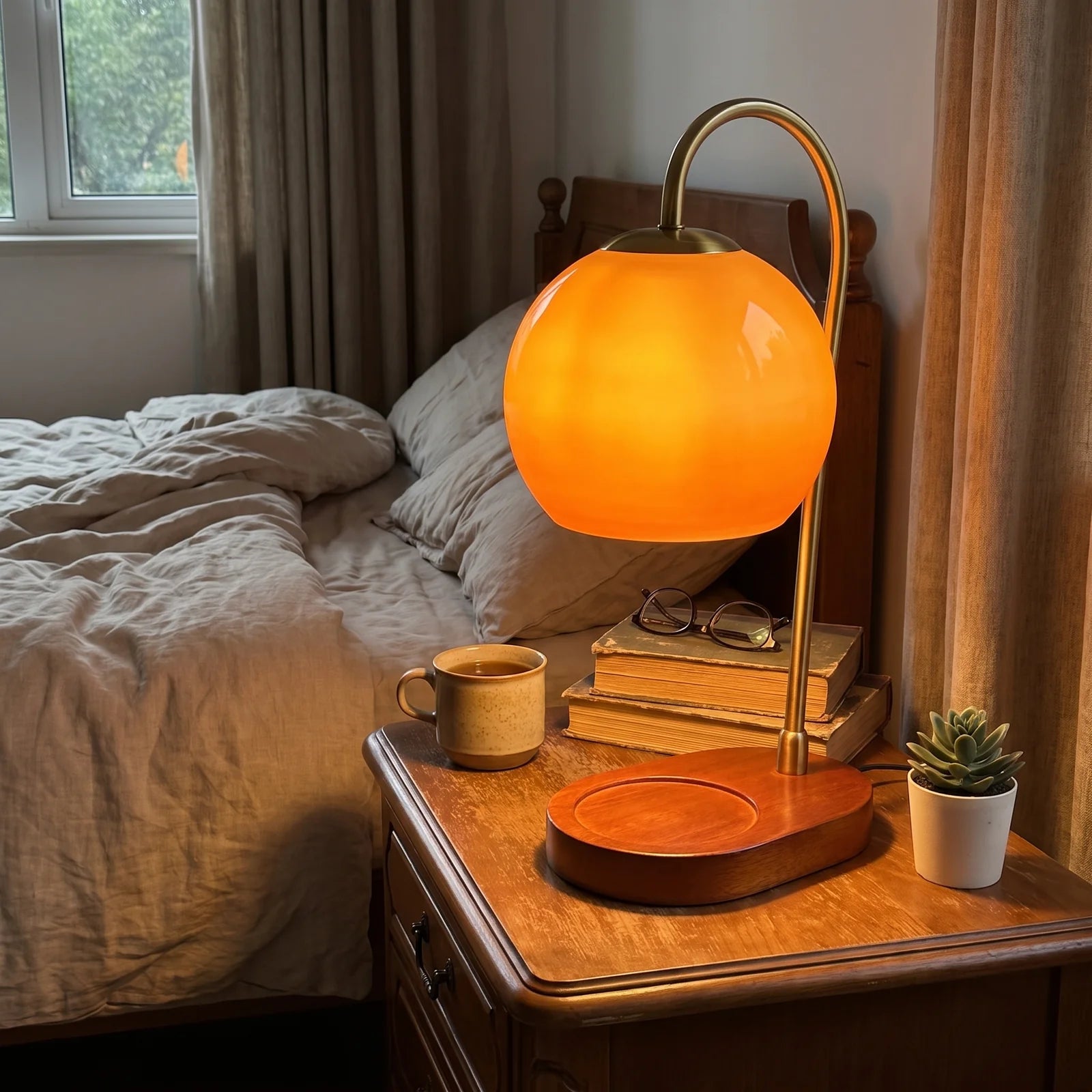 Table Lamp Candle Warmer Adjustable Flameless Wax Melting Lamp - Orange (webp)