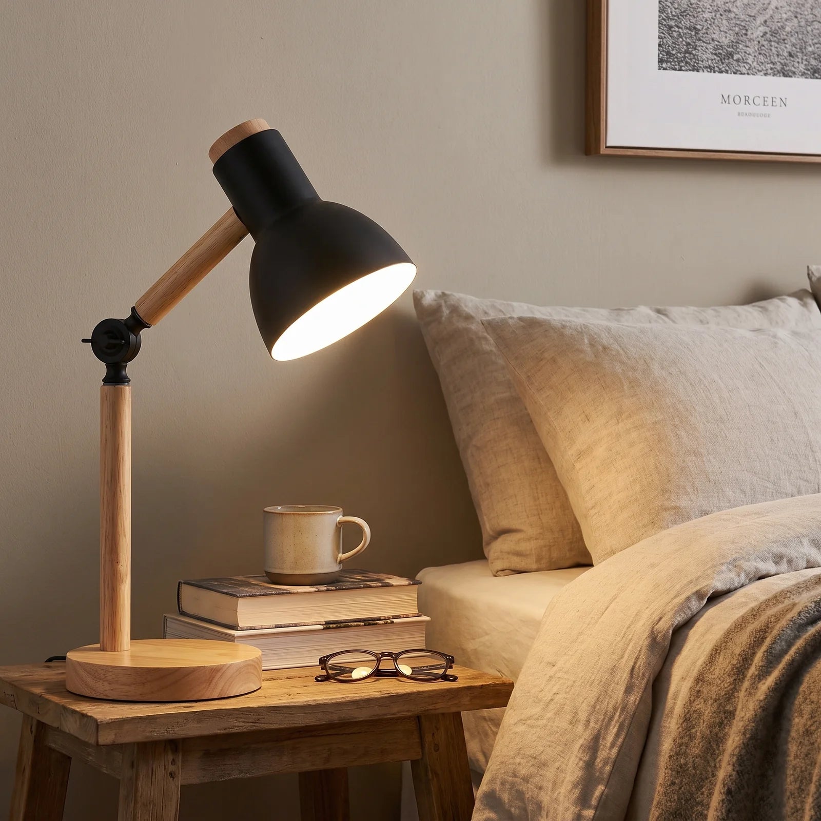 Nordic Wooden Desk Lamp | Adjustable Modern Table Light - Black (webp)