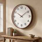 Nordic Wall Clock | Minimalist Wood Frame Design - Creme