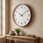 Nordic Wall Clock | Minimalist Wood Frame Design - Brown