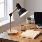 Nordic Wooden LED Desk Lamp | Scandinavian Minimalist Lighting - Black
