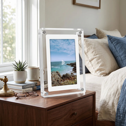 ClearFrame | Acrylic Digital Photo Frame | Portable IPS Display with Built-in Battery