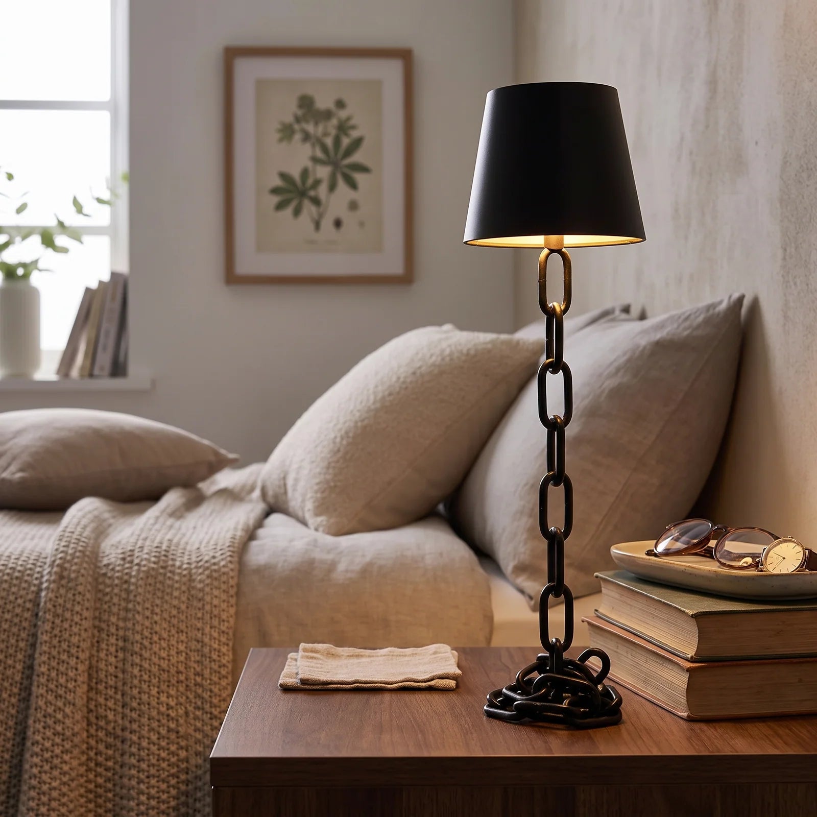 Modern Chain-Link Table Lamp | Rechargeable Touch LED Light