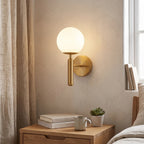 Modern Glass Globe Wall Sconce | Polished Metal Semi-Flush Mount Fixture