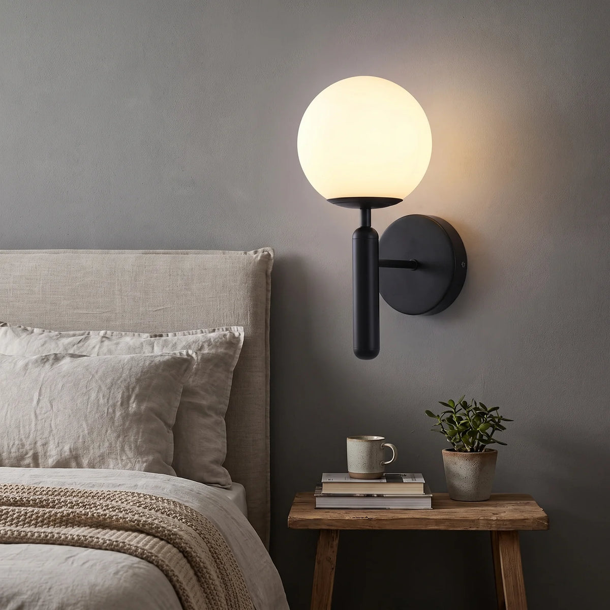 Modern Glass Globe Wall Sconce | Polished Metal Semi-Flush Mount Fixture