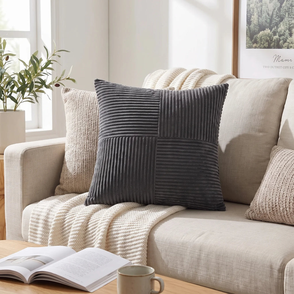 Corduroy Cushion Covers | Luxury Striped Throw Pillow Covers